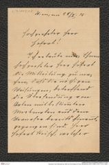 Nachlass Franz Steindachner, Brief von Emil Doljan an Franz Steindachner (26.10.1895), Inv.Nr. 114.01, Seite 1
